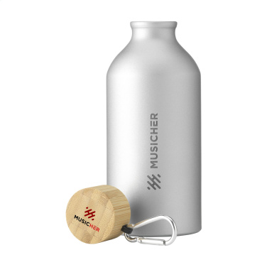 Logo trade promotional items image of: AluBamboo GRS Recycled Alu 500 ml water bottle