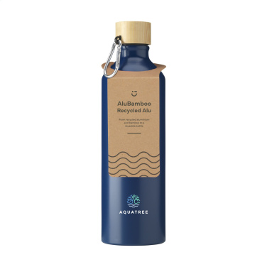 Logotrade corporate gift image of: AluBamboo GRS Recycled Alu 750 ml water bottle