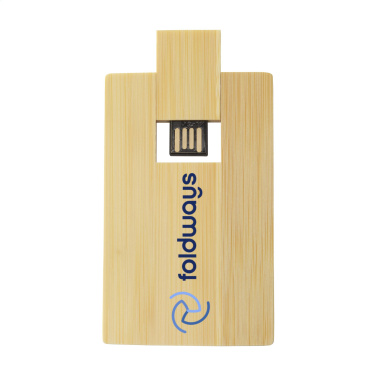 Logo trade corporate gift photo of: CreditCard USB Bamboo 16 GB
