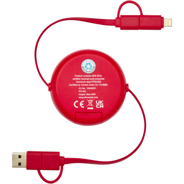 Logo trade promotional items image of: Alasia 5-in-1 100 cm recycled plastic and aluminium retractable data sync and 45W fast charge cable