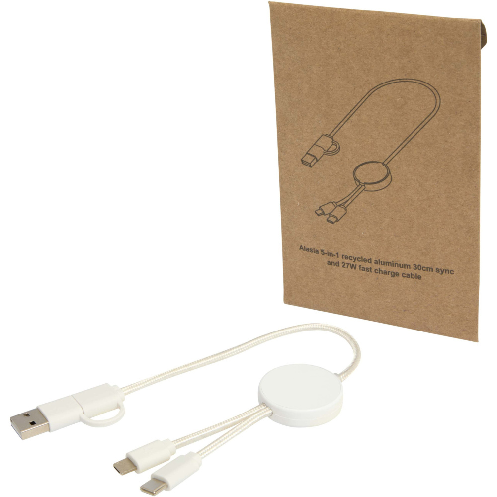 Logotrade promotional items photo of: Citala 5-in-1 recycled plastic 30 cm data sync and 27W fast charge cable