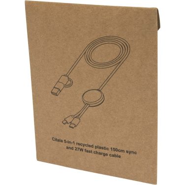 Logotrade promotional giveaway image of: Citala 5-in-1 recycled plastic 150 cm data sync and 27W fast charge cable