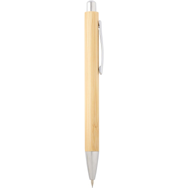 Logotrade promotional gift image of: Oblys bamboo ballpoint pen and mechanical pencil set (black ink)
