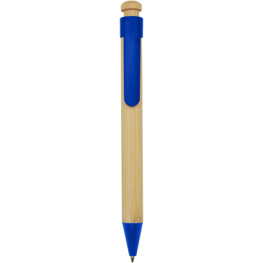 Logo trade promotional items image of: Rattan bamboo and recycled plastic ballpoint pen (black ink)