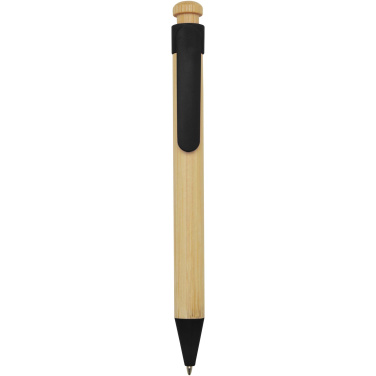 Logotrade promotional merchandise picture of: Rattan bamboo and recycled plastic ballpoint pen (black ink)