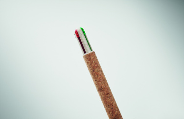 Logo trade advertising products picture of: Cork 4-colour ink ball pen