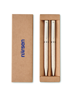 Logo trade promotional gifts picture of: Wheat straw/ABS twist pen set