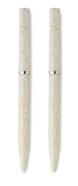 Logo trade corporate gift photo of: Wheat straw/ABS twist pen set