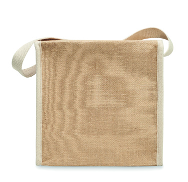 Logo trade promotional items image of: Jute and canvas cooler bag 3L