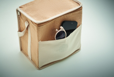 Logo trade promotional items image of: Jute and canvas cooler bag 3L