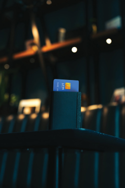 Logo trade advertising product photo of: Seekcard RCS rpolyester card wallet with worldwide locating