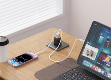 Logo trade business gifts image of: Urban Vitamin Monterey RCS recycled plastic 20W GAN charger