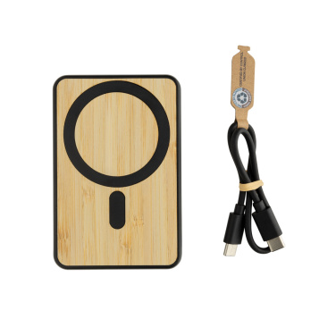 Logotrade corporate gift image of: Zen RCS rplastic 5000 mah 5W magnetic bamboo powerbank
