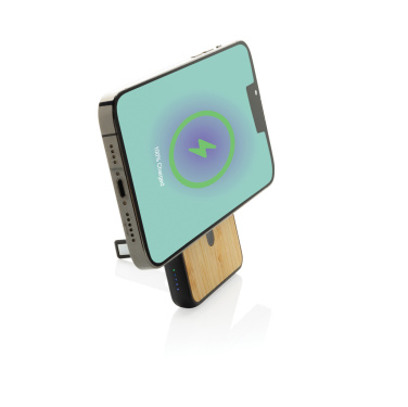 Logo trade promotional gifts picture of: Zen RCS rplastic 5000 mah 5W magnetic bamboo powerbank