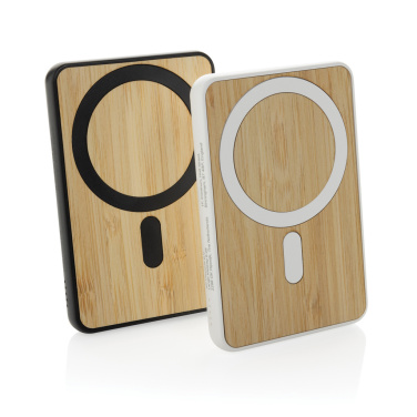 Logo trade promotional gifts image of: Zen RCS rplastic 5000 mah 5W magnetic bamboo powerbank