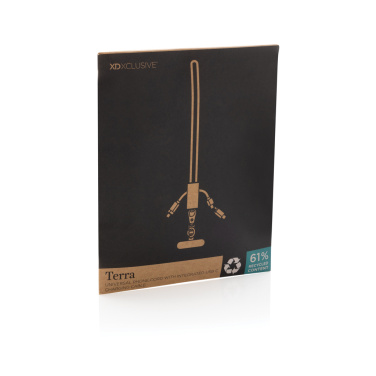 Logo trade promotional giveaways image of: Terra RCS recycled PET phone cord with dual charge cable
