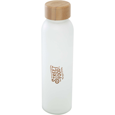 Logo trade promotional gifts picture of: Lume 500 ml matte soda lime glass bottle with bamboo lid