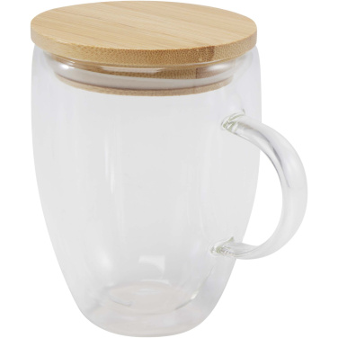 Logo trade promotional merchandise image of: Leona 350 ml glass cup with bamboo lid