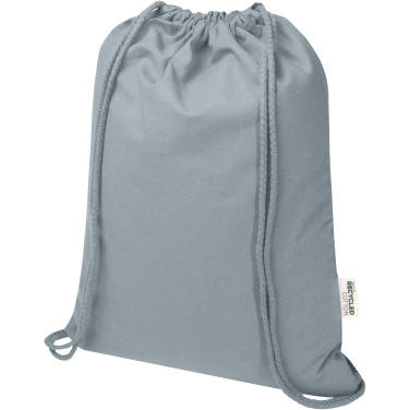Logo trade promotional merchandise picture of: Oregon Blend 140 g/m² GRS recycled drawstring bag 5L