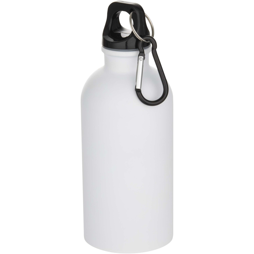 Logo trade promotional giveaways image of: Oregon 400 ml matte RCS recycled single wall stainless steel water bottle with carabiner