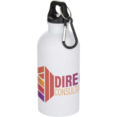 Logo trade promotional gift photo of: Oregon 400 ml sublimation RCS recycled single wall stainless steel water bottle with carabiner