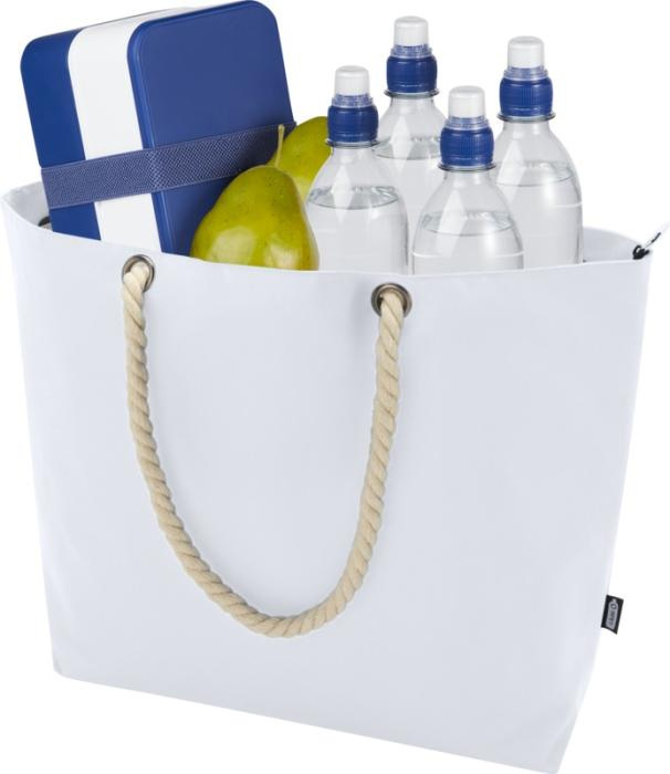 Logo trade corporate gift photo of: Panama GRS recycled beach cooler tote bag with cord handles