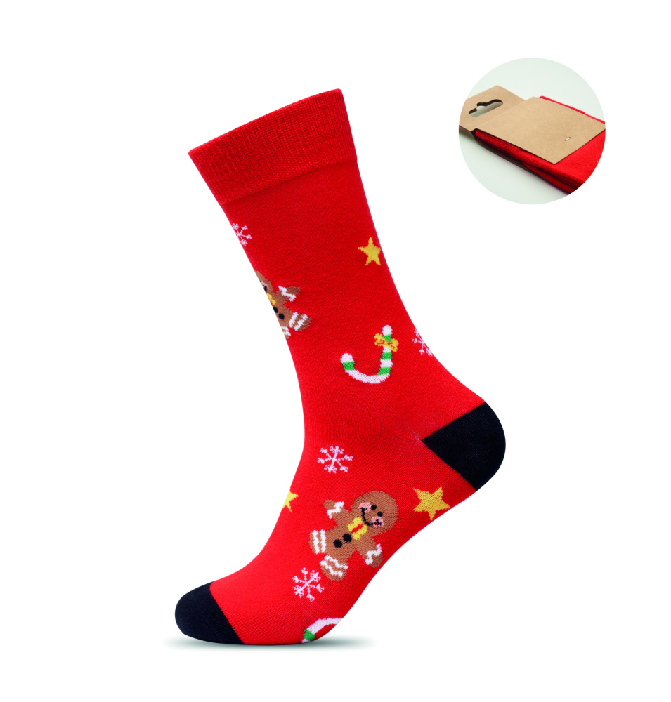 Logo trade promotional giveaways image of: Pair of Christmas socks M