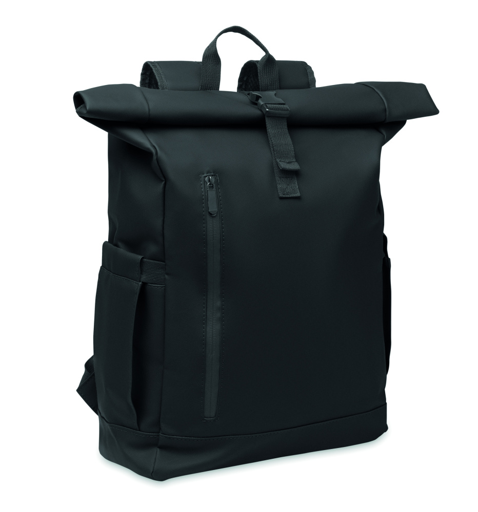 Logotrade promotional giveaway image of: Rolltop laptop rucksack 600D
