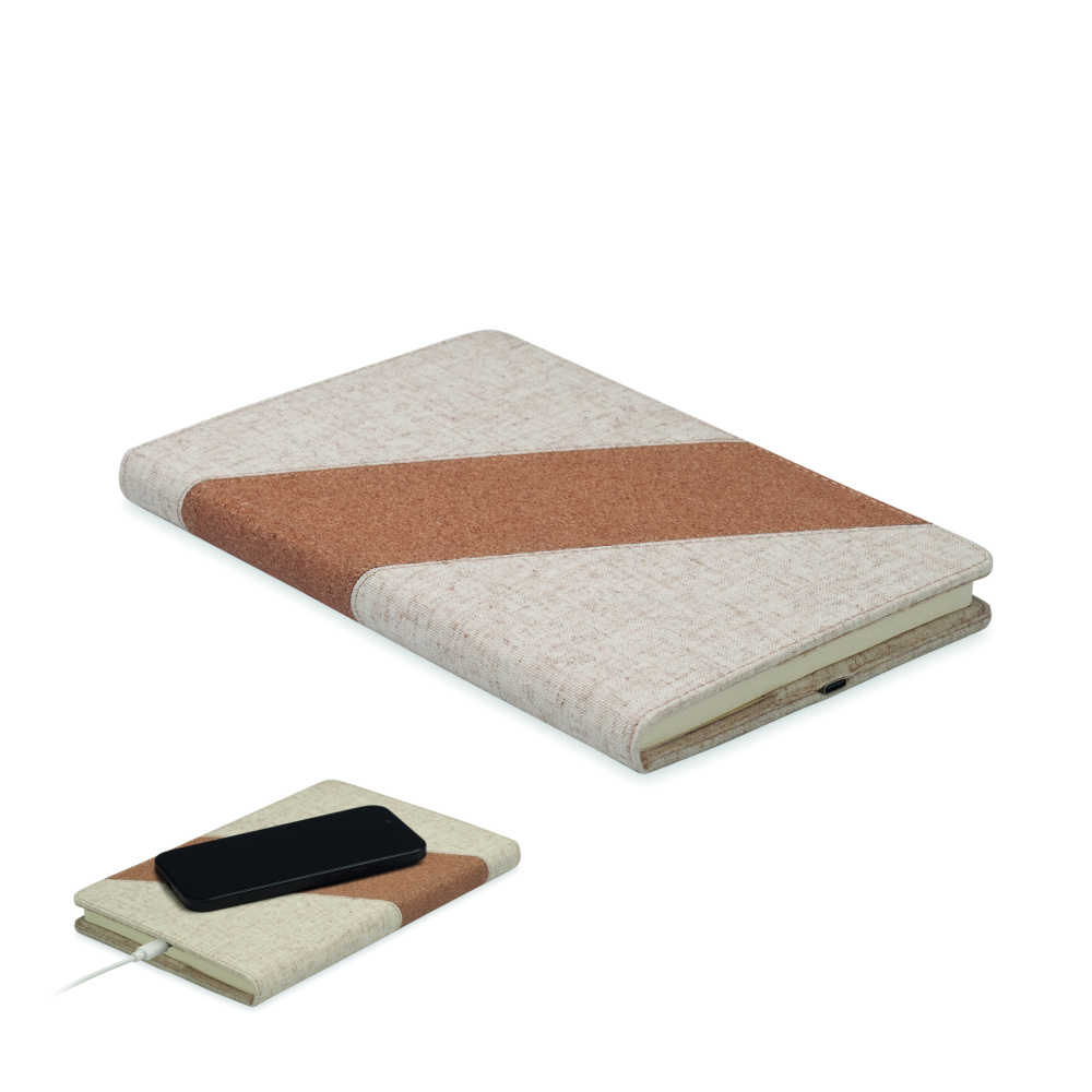 Logo trade promotional merchandise picture of: A5 notebook with 15W charger