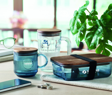 Logo trade promotional gift photo of: Ribbed glass mug 300ml