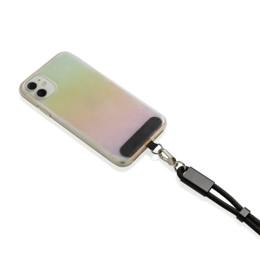Logo trade promotional merchandise picture of: LoopAmp RCS RPET adjustable phone wrist strap 60W cable