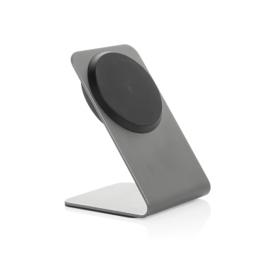 Logo trade promotional giveaways image of: Terra aluminium 15W magnetic wireless charging phone stand