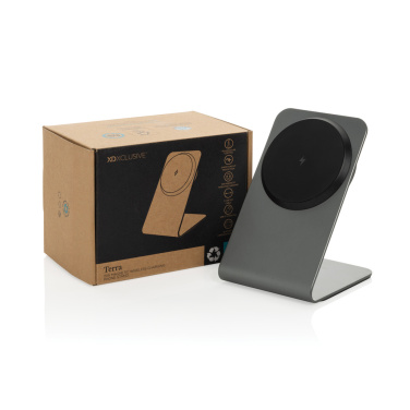 Logotrade promotional merchandise image of: Terra aluminium 15W magnetic wireless charging phone stand