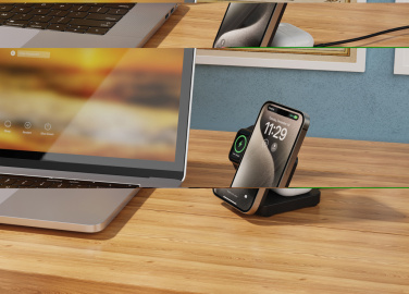 Logotrade corporate gift image of: Urban Vitamin Arcadia RCS rplastic 15W 3in1 magnetic charger