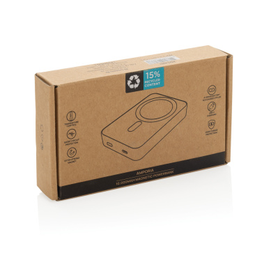 Logo trade promotional merchandise picture of: Amporia RCS recycled plastic 10.000mAh magnetic powerbank