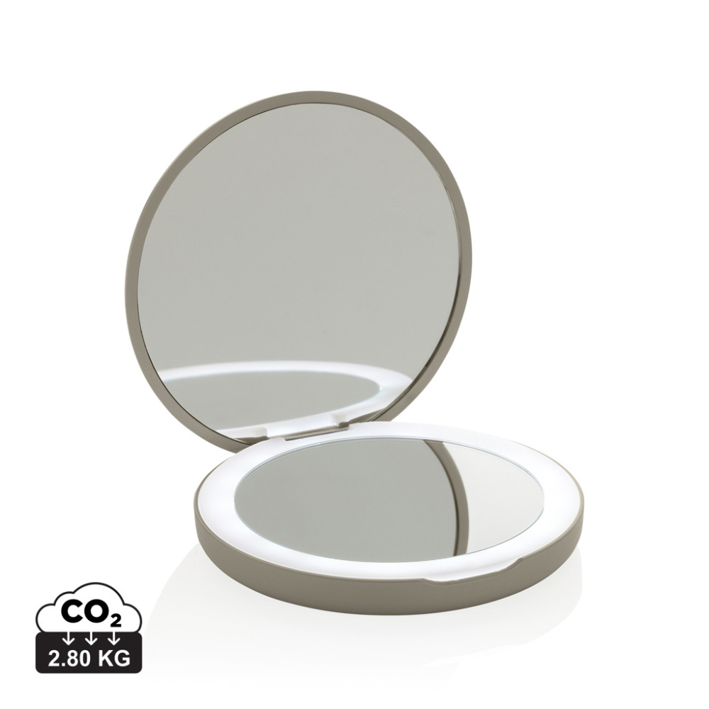 Logotrade promotional item image of: Lumora RCS recycled plastic LED re-chargeable make-up mirror