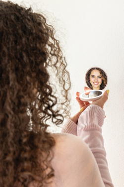 Logotrade promotional merchandise image of: Lumora RCS recycled plastic LED re-chargeable make-up mirror