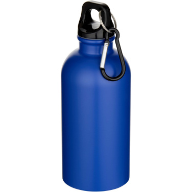 Logotrade promotional giveaway image of: Oregon 400 ml matte RCS recycled single wall stainless steel water bottle with carabiner