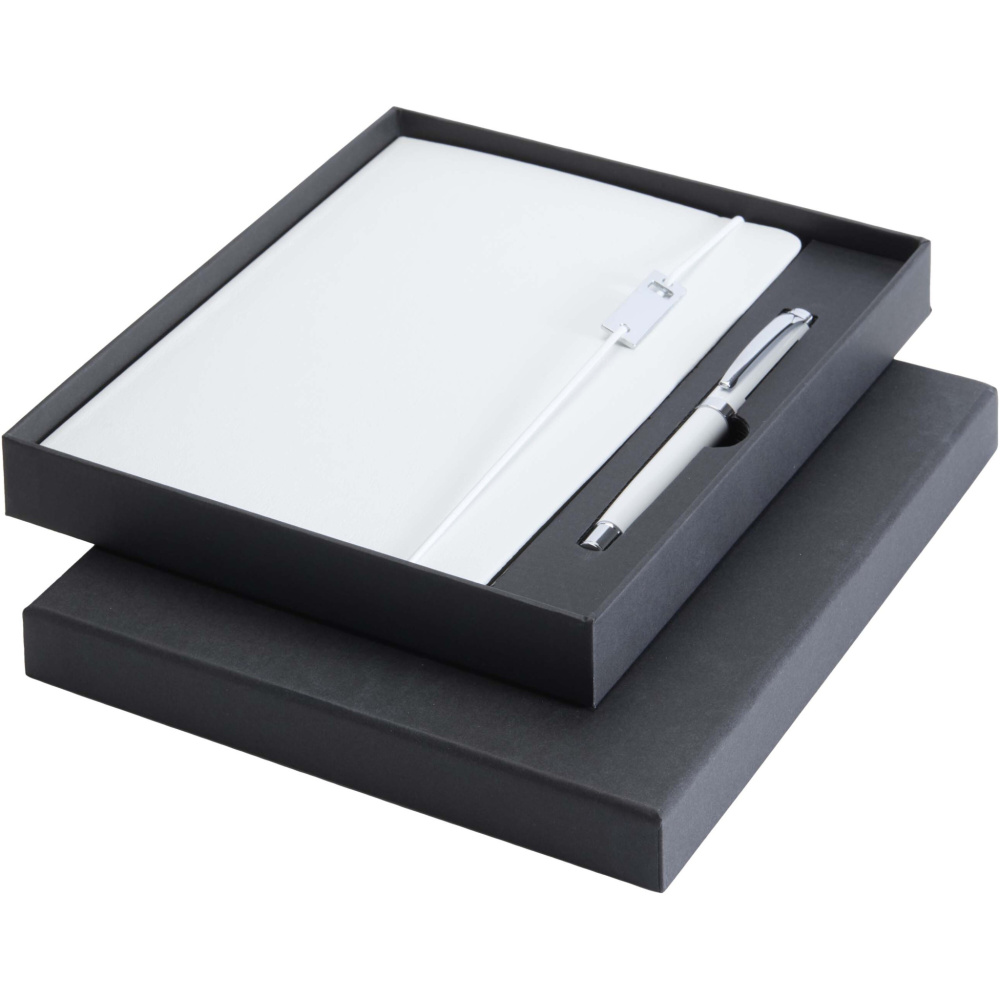 Logo trade promotional merchandise photo of: Legato Elegance A5 hard cover notebook and rollerball pen set