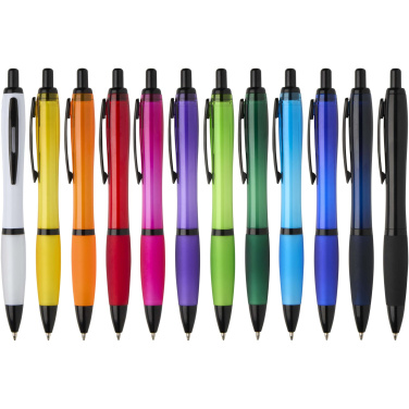 Logotrade promotional gift image of: Nash recycled plastic ballpoint pen with black trims (black ink)