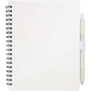 Logo trade promotional giveaways picture of: Niove recycled plastic soft cover notebook and ballpoint pen set (blue ink)