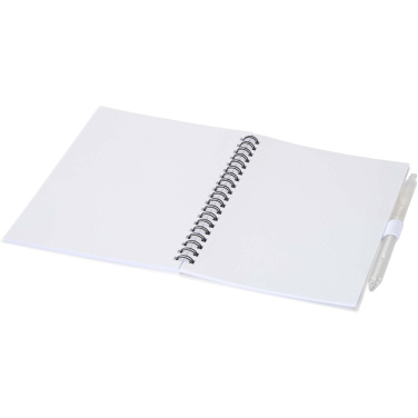 Logo trade promotional gifts image of: Niove recycled plastic soft cover notebook and ballpoint pen set (blue ink)