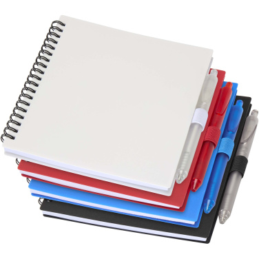 Logotrade promotional giveaway picture of: Niove recycled plastic soft cover notebook and ballpoint pen set (blue ink)