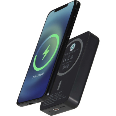 Logo trade promotional giveaways image of: Acrab 10.000 mAh 15W magnetic wireless power bank with 20W PD - made from recycled plastic
