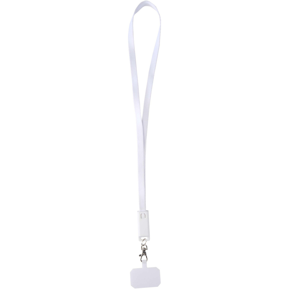 Logo trade corporate gift photo of: Franz recycled plastic smartphone lanyard with built-in data sync and 65W fast charge 5-in-1 cable