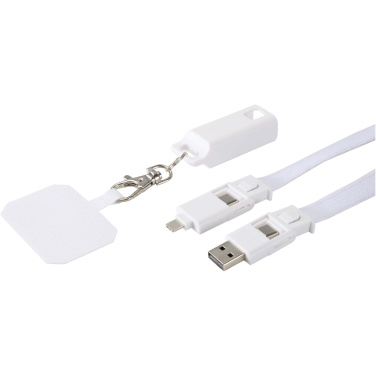 Logo trade promotional items image of: Franz recycled plastic smartphone lanyard with built-in data sync and 65W fast charge 5-in-1 cable