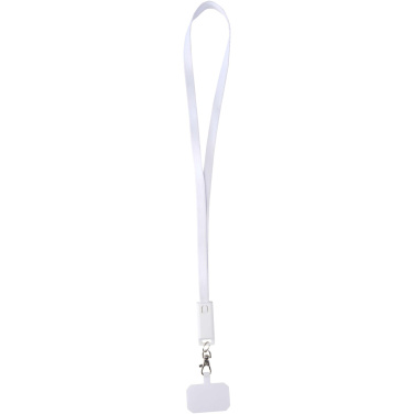Logotrade promotional giveaways photo of: Franz recycled plastic smartphone lanyard with built-in data sync and 65W fast charge 5-in-1 cable