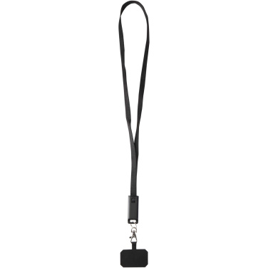 Logo trade promotional giveaway photo of: Franz recycled plastic smartphone lanyard with built-in data sync and 65W fast charge 5-in-1 cable