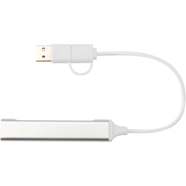Logo trade promotional gifts image of: Alkaid 4-port recycled aluminium USB-A and Type-C hub with dual input
