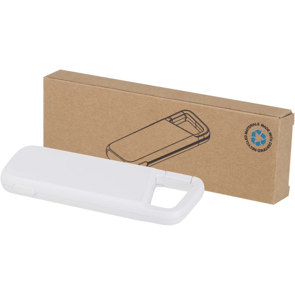 Logo trade promotional gifts picture of: Alkes 5000 mAh 12W recycled plastic water resistant power bank with carabiner